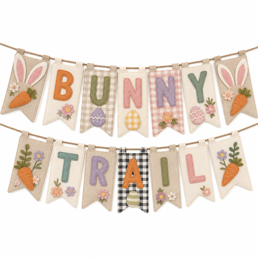 Bunny Trail Easter Wooden Hanging Garland - KRA-EAS-20260004