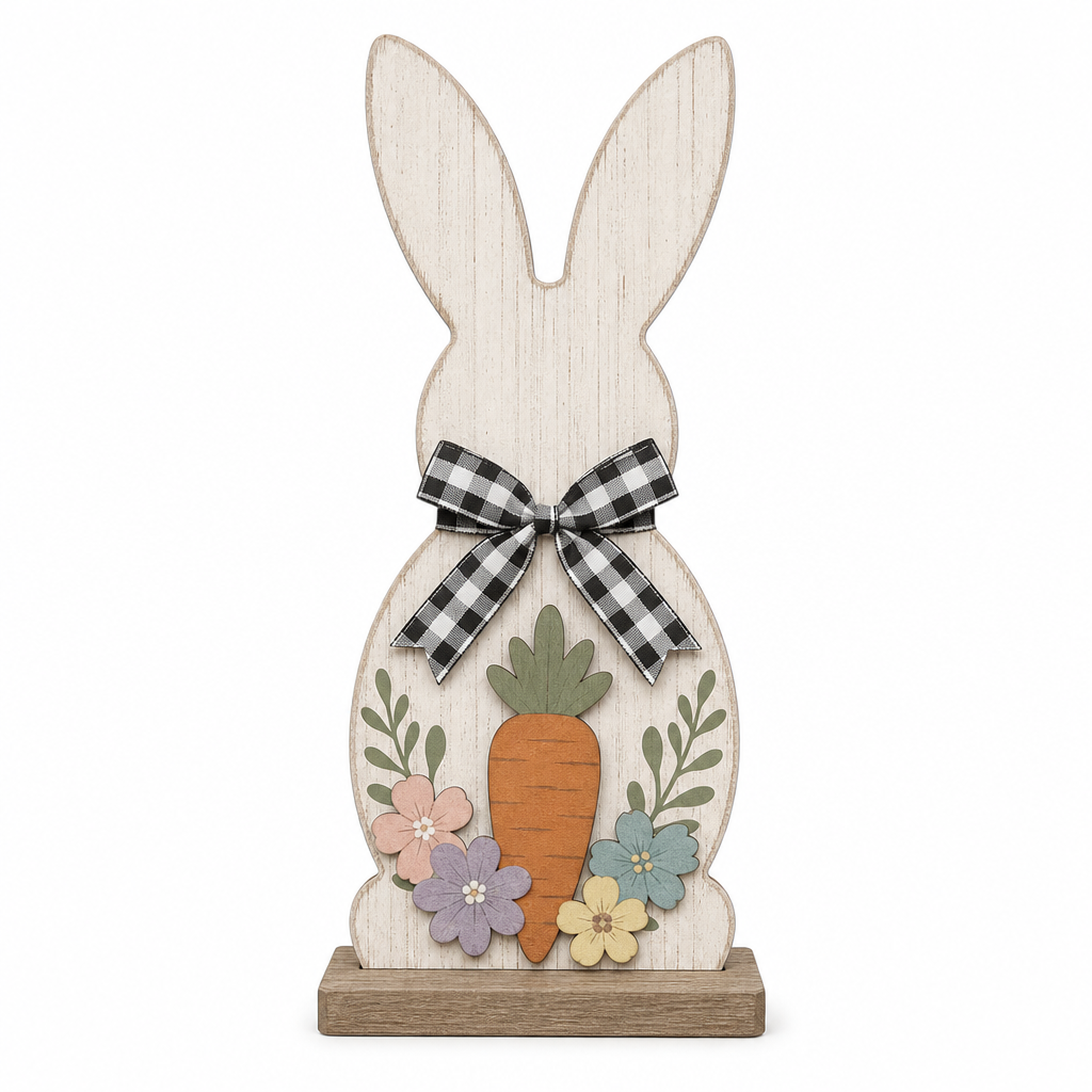 Rustic Bunny Silhouette Wooden Tabletop Decoration - KRA-EAS-20260014