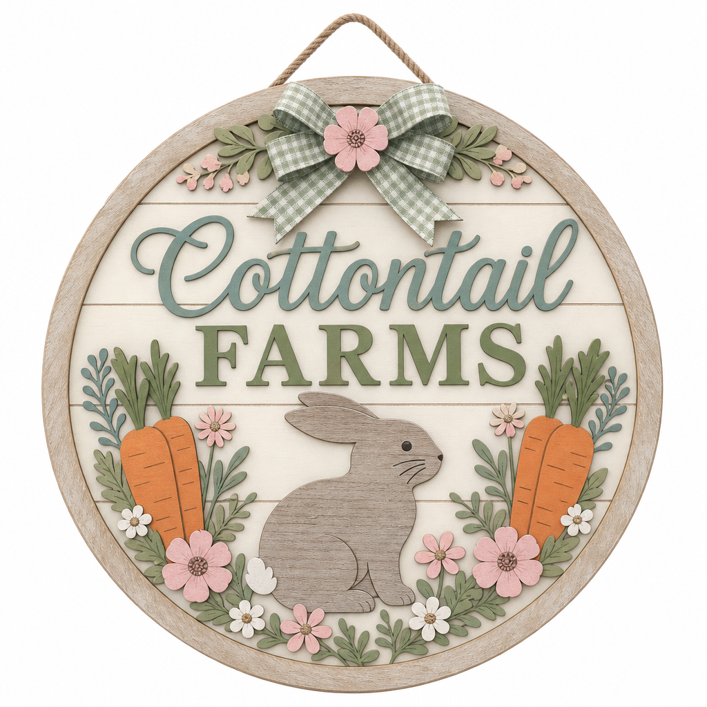 Cottontail Farms Round Easter Wooden Hanging Sign - KRA-EAS-20260018