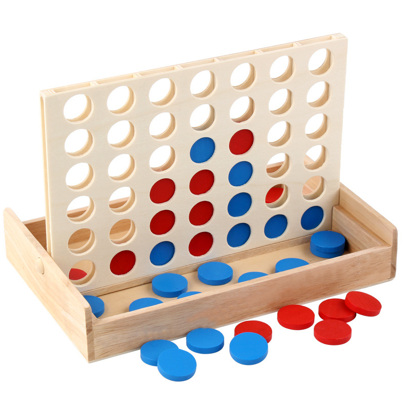 Natural Wooden Four-in-a-Row Tabletop Game - KRA-GME-00003