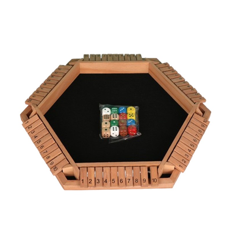 Six-Player Wooden Shut-the-Box Dice Game - KRA-GME-00004