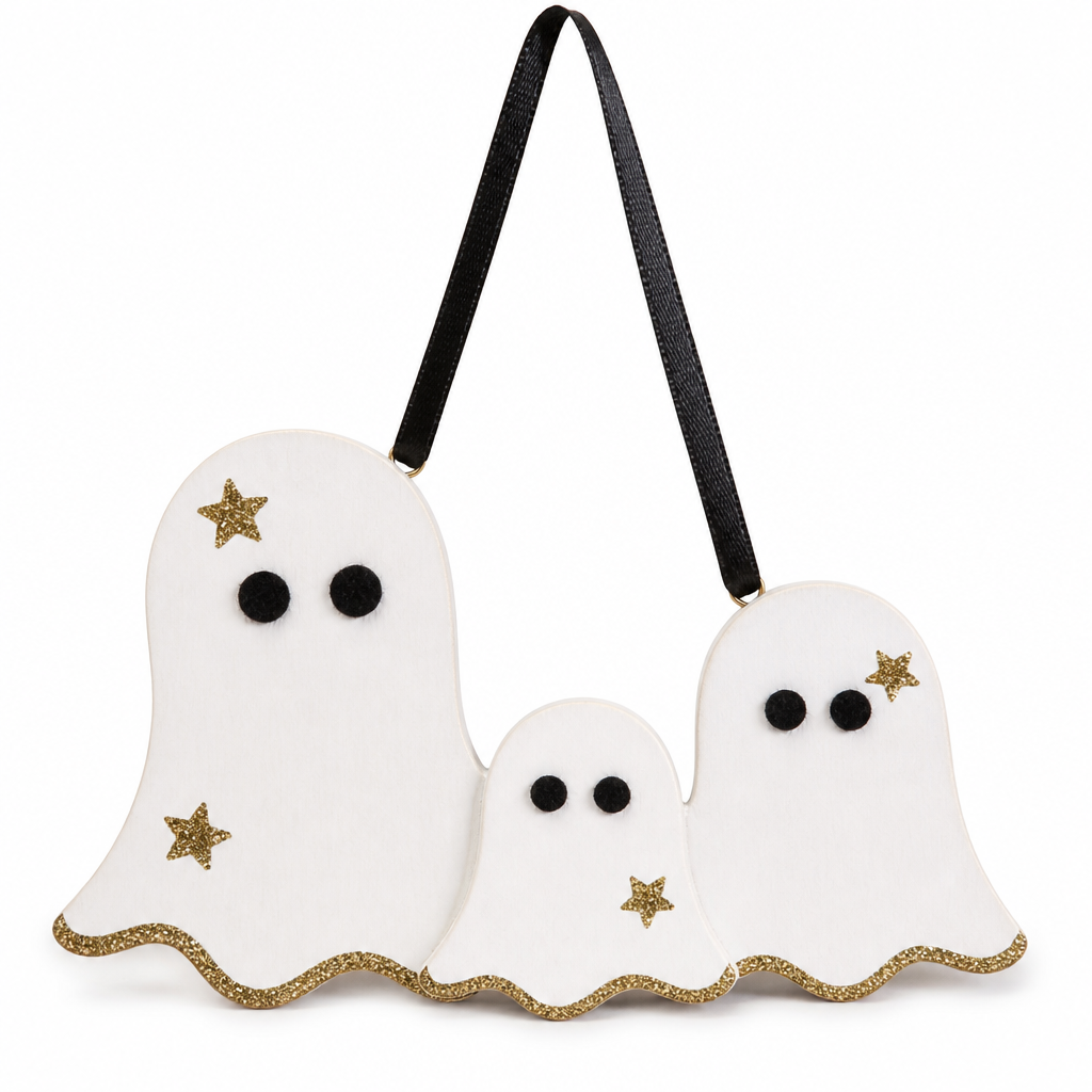 Halloween Ghost Trio Wooden Hanging Decoration - KRA-HAL-0003
