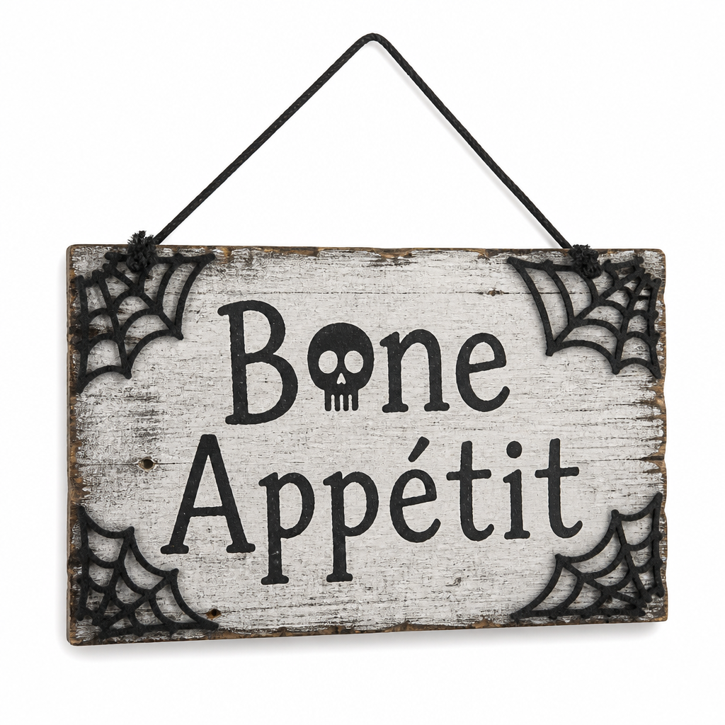 Bone Appetit Halloween Wooden Hanging Sign - KRA-HAL-0108