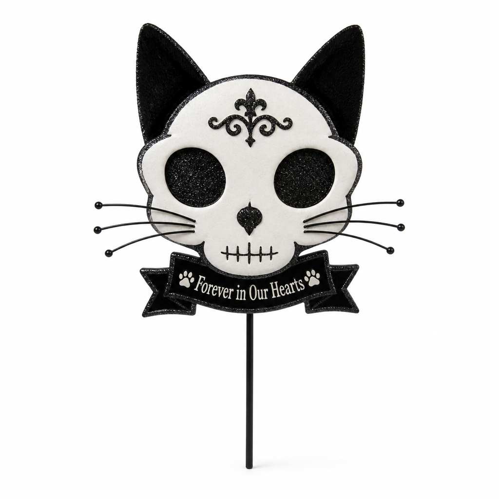 Day of the Dead Cat Halloween Garden Stake - KRA-HAL-0123