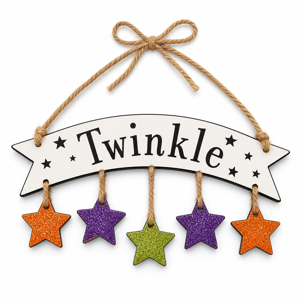 Twinkle Star Halloween Wooden Hanging Sign - KRA-HAL-0204