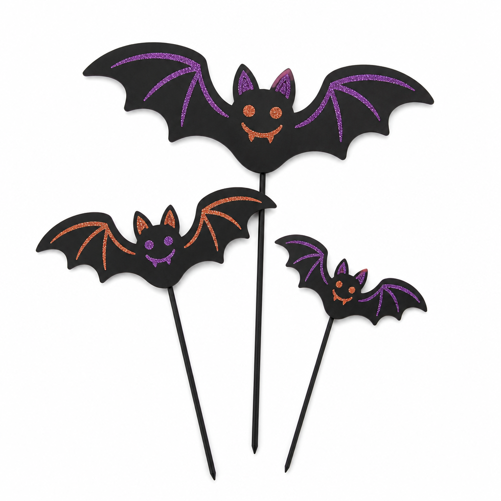 Halloween Bat Wooden Garden Stake Set - KRA-HAL-0232
