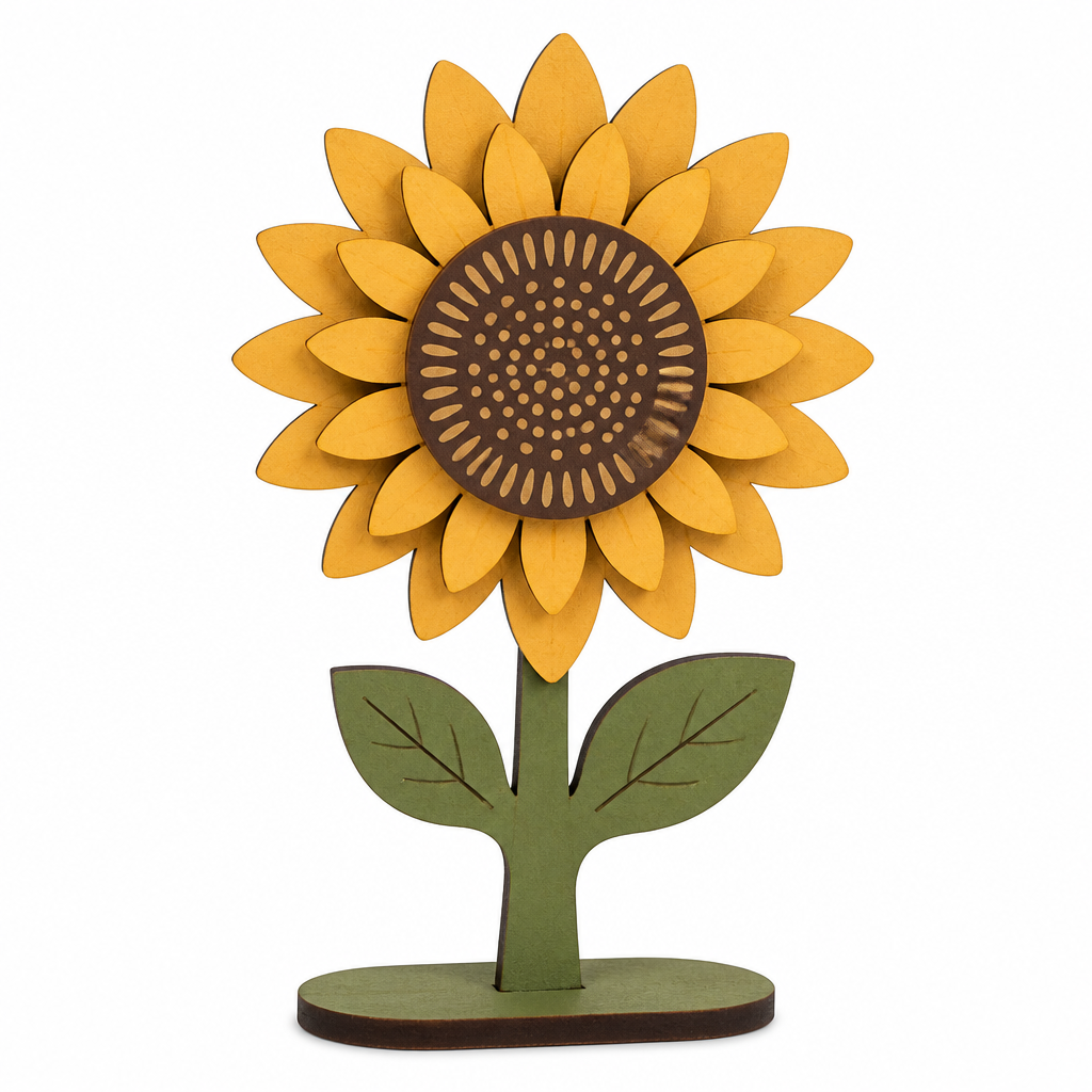 Layered Sunflower Wooden Tabletop Decoration - KRA-HAR-0033