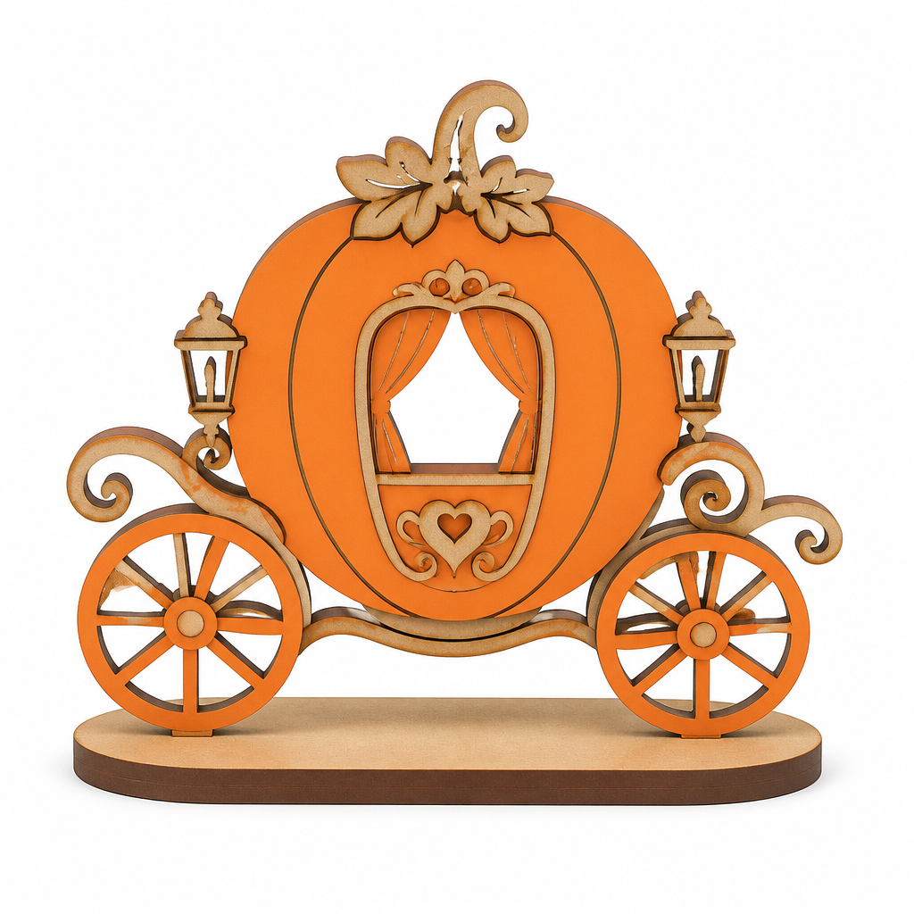 Pumpkin Carriage Wooden Tabletop Decoration - KRA-HAR-0130