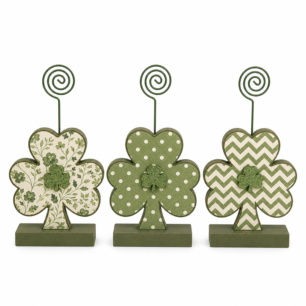 Patterned Shamrock Trio Wooden Tabletop Decorations - KRA-IRE-20260002