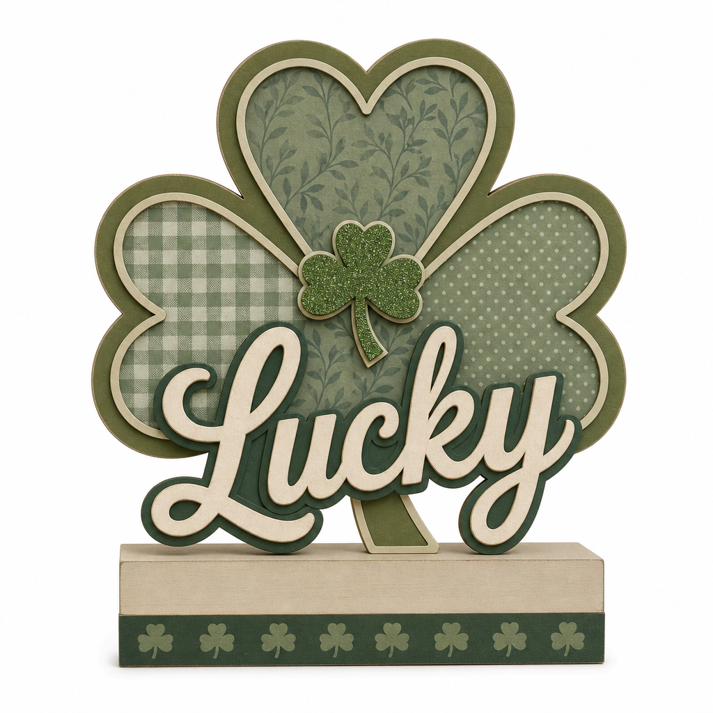 Lucky Shamrock St. Patrick's Day Wooden Tabletop Decoration - KRA-IRE-20260011