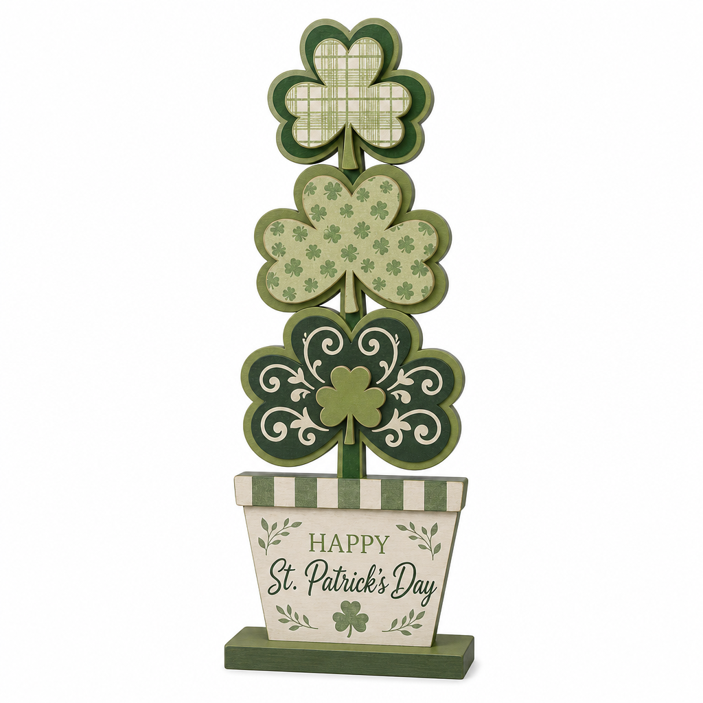 Happy St. Patrick's Day Shamrock Tree Tabletop Decoration - KRA-IRE-20260017
