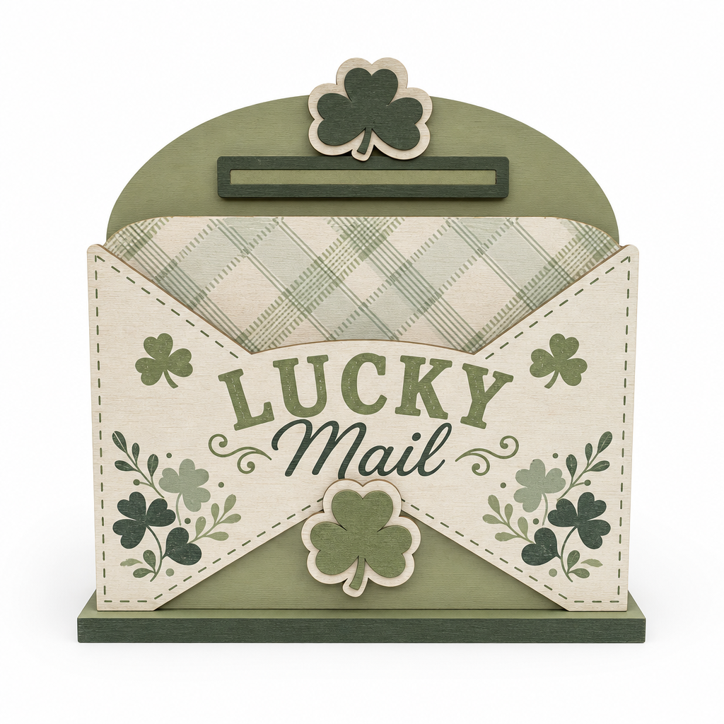 Lucky Mail Shamrock Wooden Tabletop Decoration - KRA-IRE-20260018