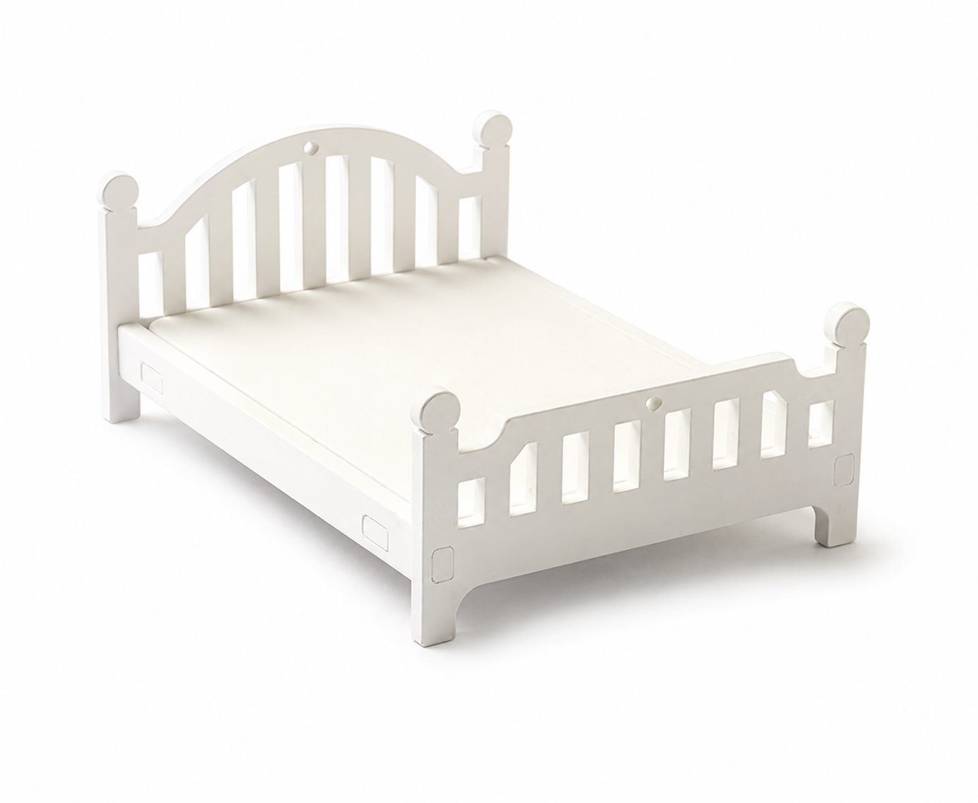 Miniature White Wooden Bed - KRA-MFU-00008