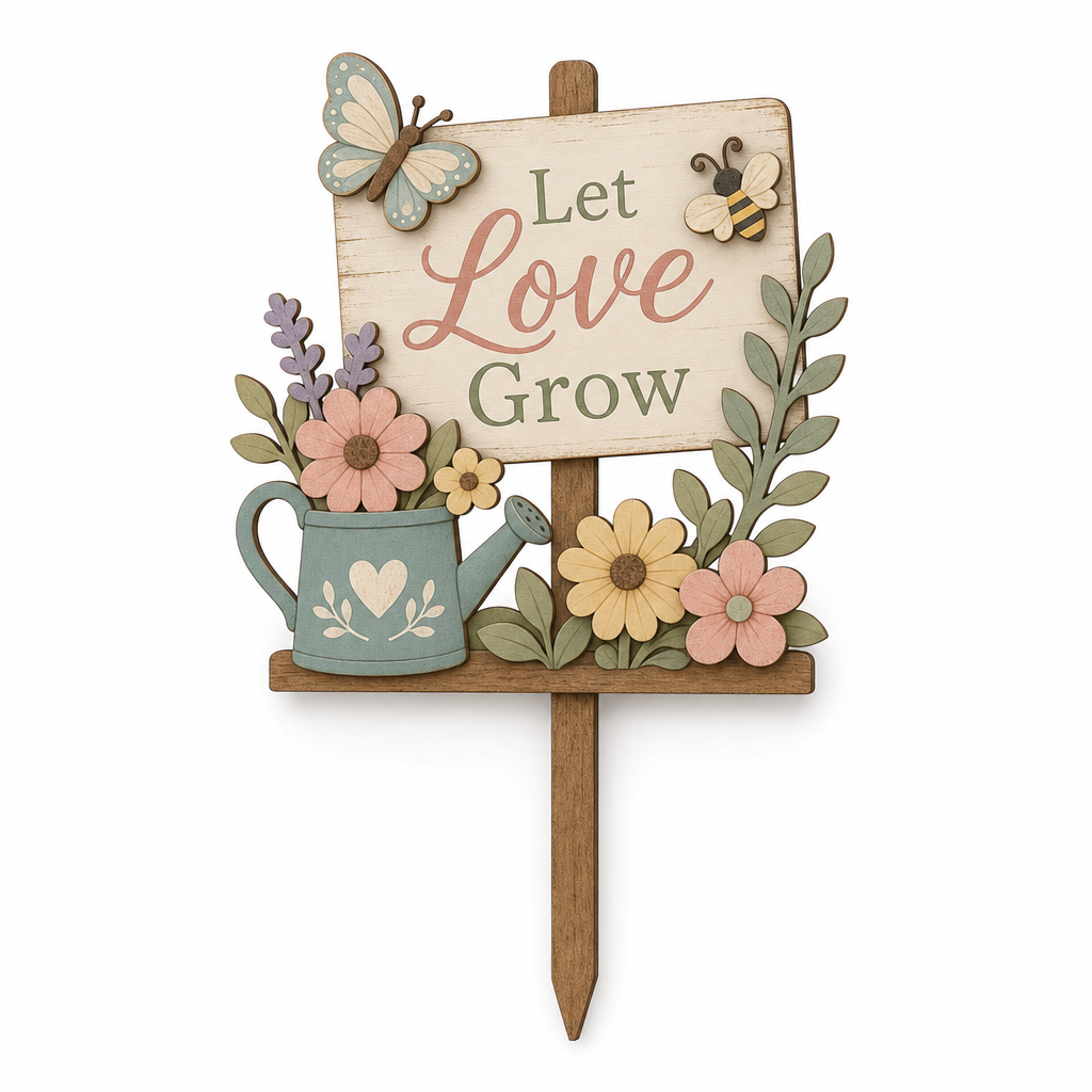 Let Love Grow Spring Floral Garden Stake - KRA-SPR-20260011