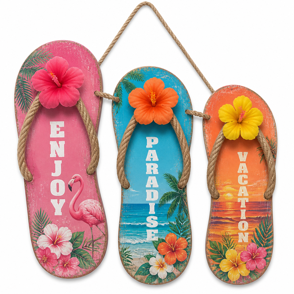 Tropical Flip-Flop Wooden Hanging Sign - KRA-SUM-0005