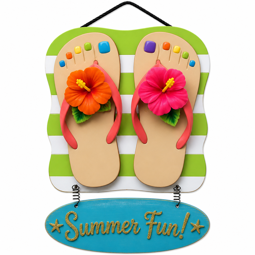 Summer Fun Flip-Flop Wooden Hanging Decoration - KRA-SUM-0006
