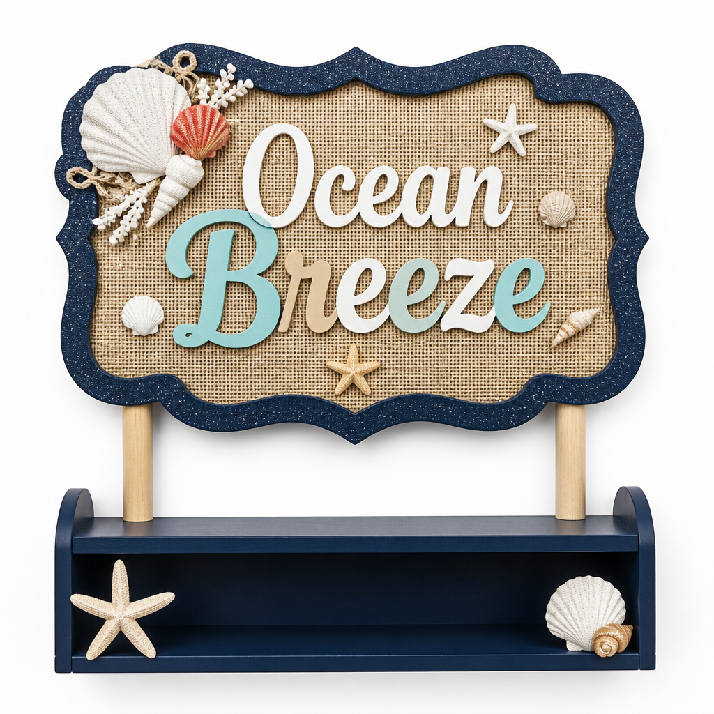 Ocean Breeze Coastal Wooden Tabletop Sign - KRA-SUM-0012