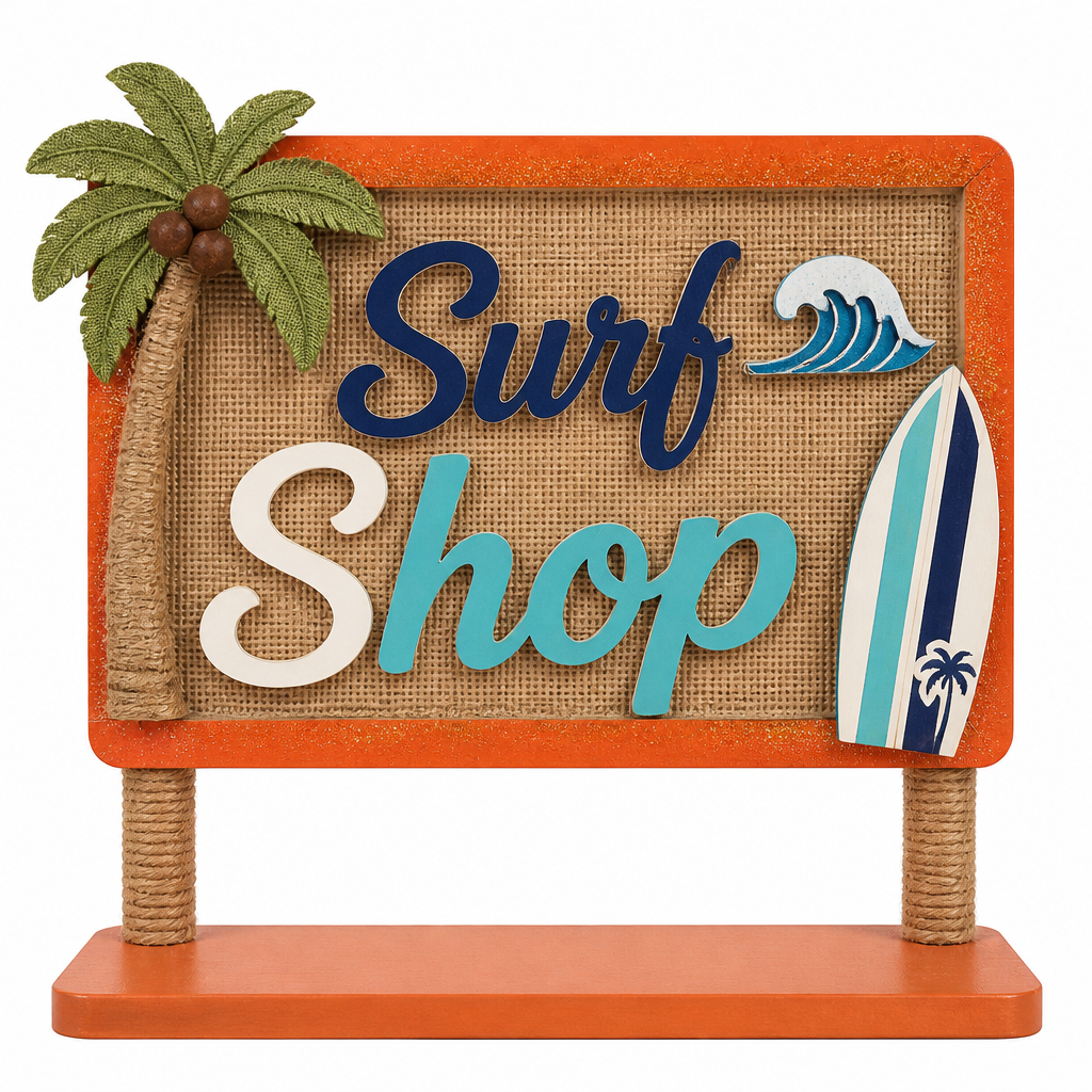 Surf Shop Coastal Wooden Tabletop Sign - KRA-SUM-0013