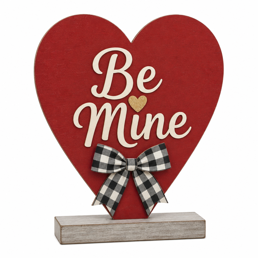 Be Mine Heart Valentine's Day Wooden Tabletop Decoration - KRA-VAL-20260006