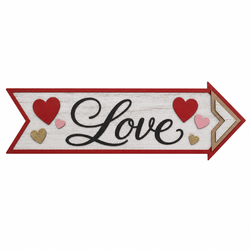 Love Arrow Valentine's Wooden Hanging Sign - KRA-VAL-20260007