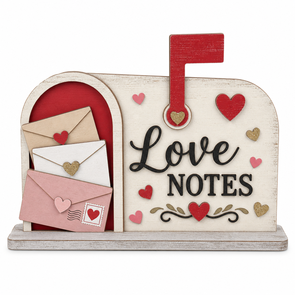 Love Notes Mailbox Valentine's Day Wooden Tabletop Decoration - KRA-VAL-20260010