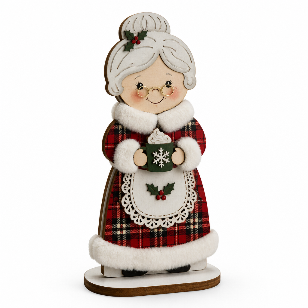 Mrs. Claus Wooden Christmas Tabletop Decoration - KRA-XMAS-0008