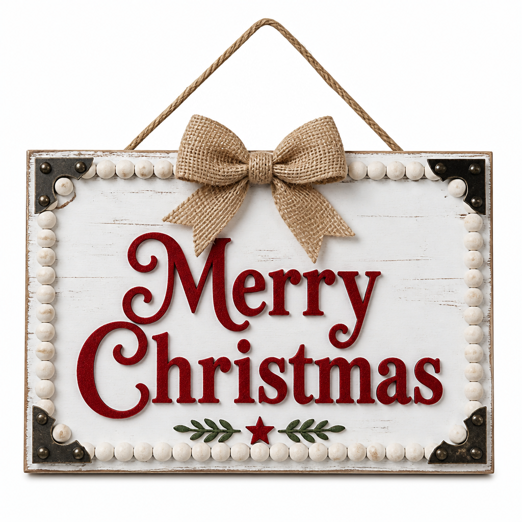 Merry Christmas Framed Wooden Hanging Sign - KRA-XMAS-0013