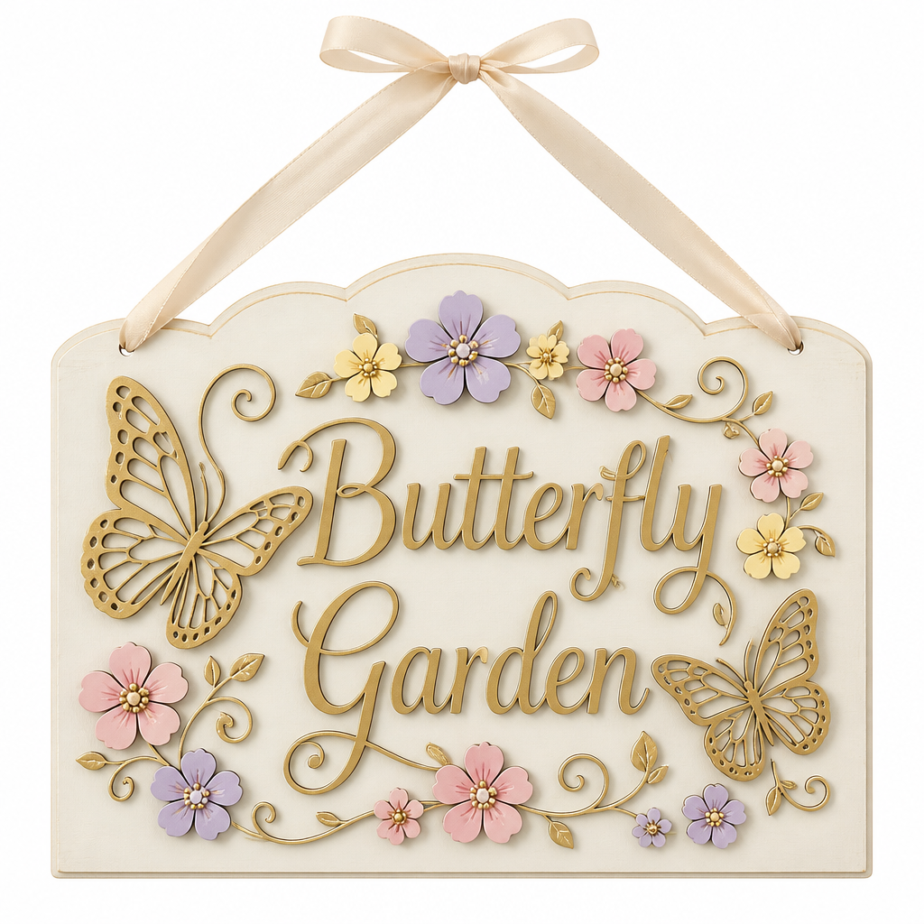 Butterfly Garden Wooden Hanging Sign - KRE-EAS-0062