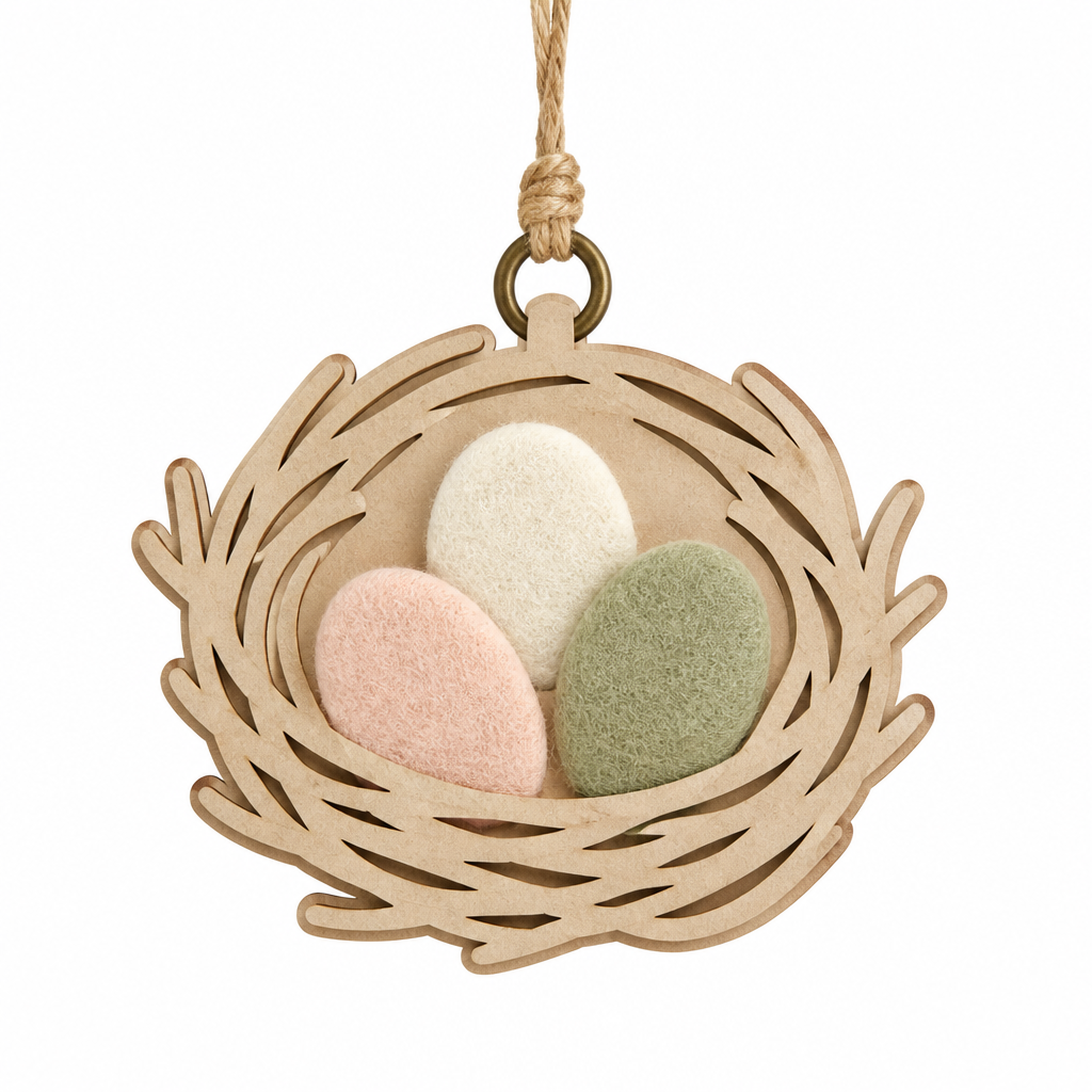 Easter Egg Nest Wooden Hanging Ornament - KRE-EAS-0099