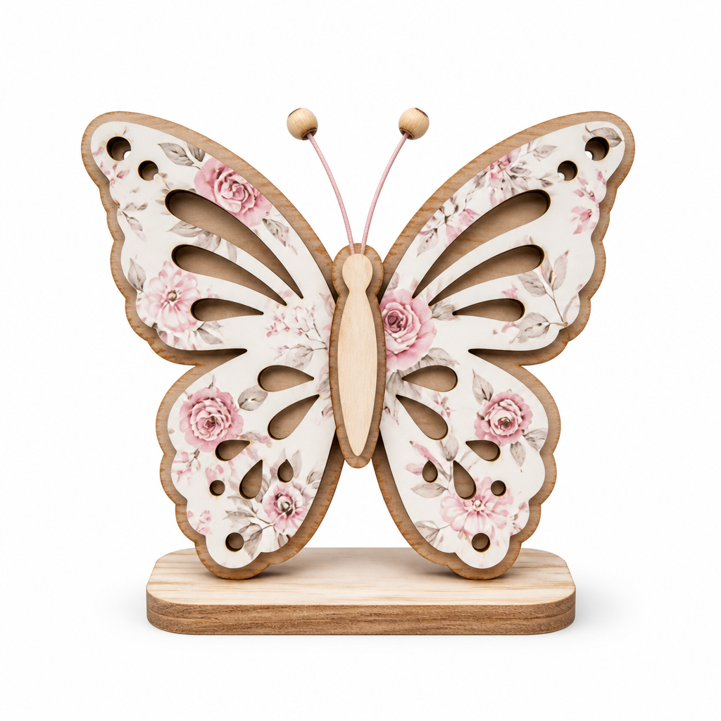 Floral Butterfly Wooden Tabletop Decoration - KRE-EAS-0101