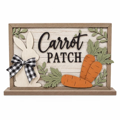 Carrot Patch Easter Wooden Tabletop Sign - KRA-EAS-20260002