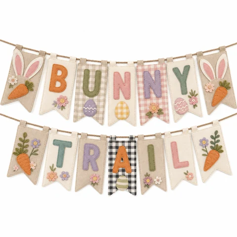 Bunny Trail Easter Wooden Hanging Garland - KRA-EAS-20260004