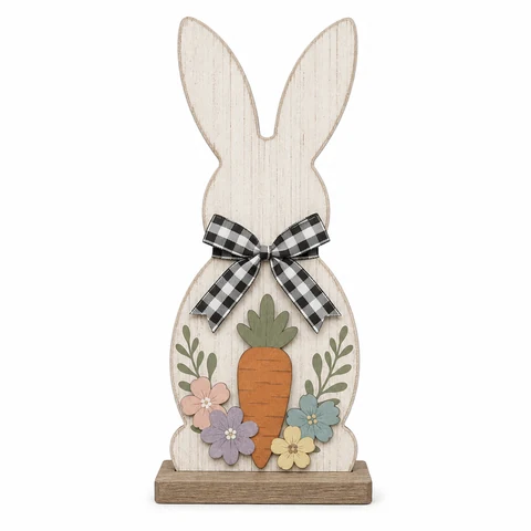 Rustic Bunny Silhouette Wooden Tabletop Decoration - KRA-EAS-20260014