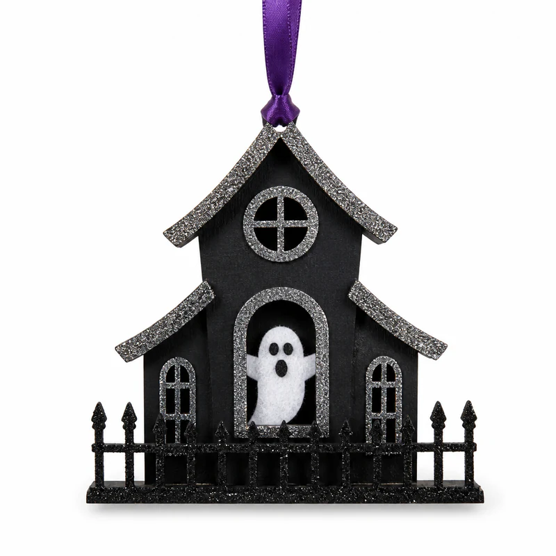 Halloween Wooden Haunted House Hanging Ornament - KRA-HAL-0023
