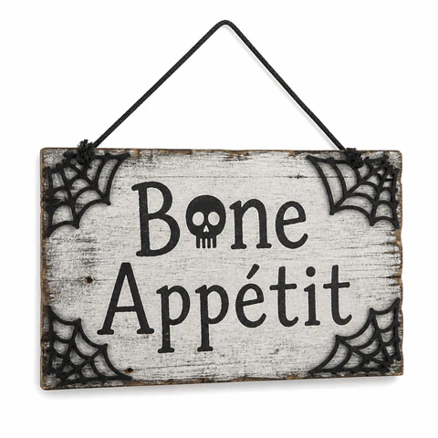 Bone Appetit Halloween Wooden Hanging Sign - KRA-HAL-0108