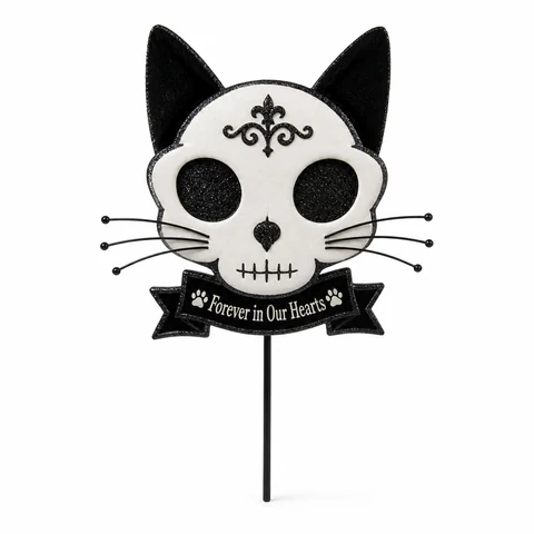 Day of the Dead Cat Halloween Garden Stake - KRA-HAL-0123