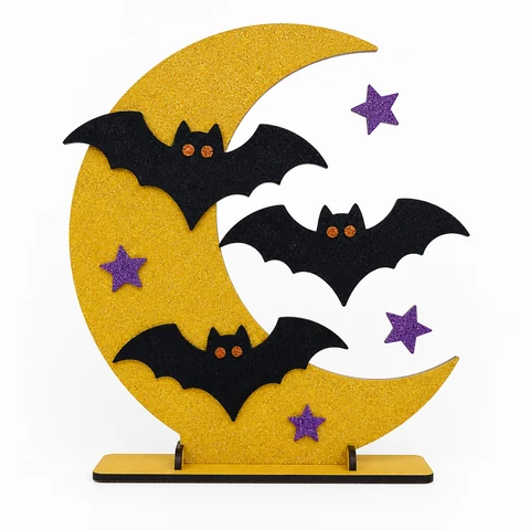 Bat Moon Halloween Wooden Tabletop Decoration - KRA-HAL-0323
