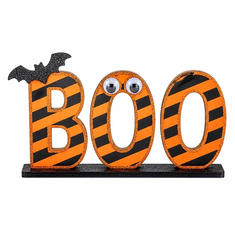 BOO Bat Halloween Wooden Tabletop Sign - KRA-HAL-0328