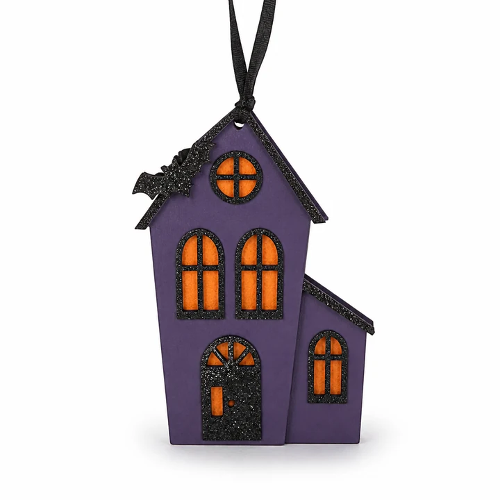 Purple Haunted House Hanging Ornament - KRA-HAL-0381