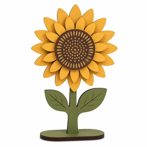 Layered Sunflower Wooden Tabletop Decoration - KRA-HAR-0033