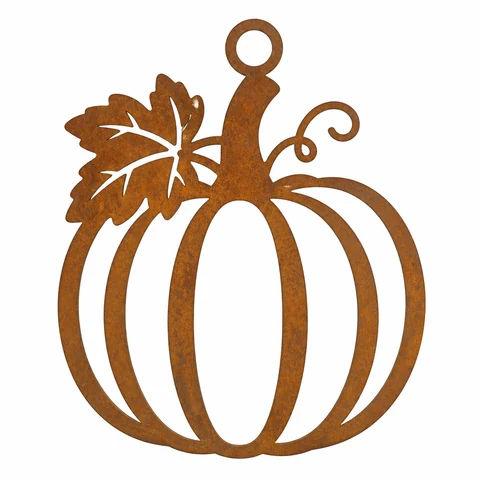 Openwork Pumpkin Wooden Hanging Ornament - KRA-HAR-0042