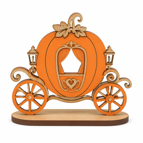 Pumpkin Carriage Wooden Tabletop Decoration - KRA-HAR-0130