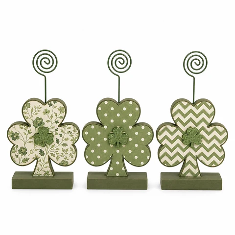 Patterned Shamrock Trio Wooden Tabletop Decorations - KRA-IRE-20260002