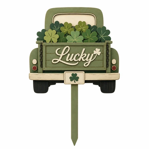 Lucky St. Patrick's Day Pickup Truck Garden Stake - KRA-IRE-20260004