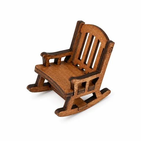 Miniature Rustic Wooden Rocking Chair - KRA-MFU-00006