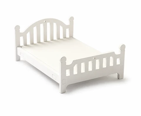 Miniature White Wooden Bed - KRA-MFU-00008
