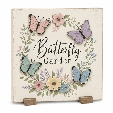 Butterfly Garden Wooden Tabletop Sign - KRA-SPR-20260009