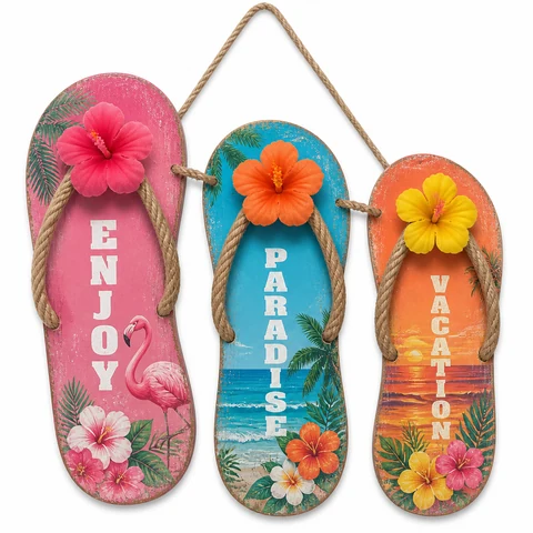 Tropical Flip-Flop Wooden Hanging Sign - KRA-SUM-0005