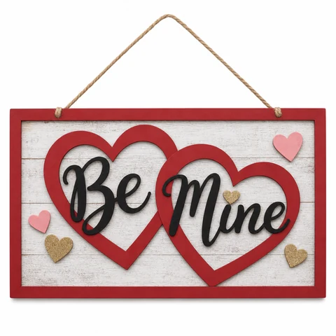 Valentine's Day Be Mine wooden hanging decoration - KRA-VAL-20260001