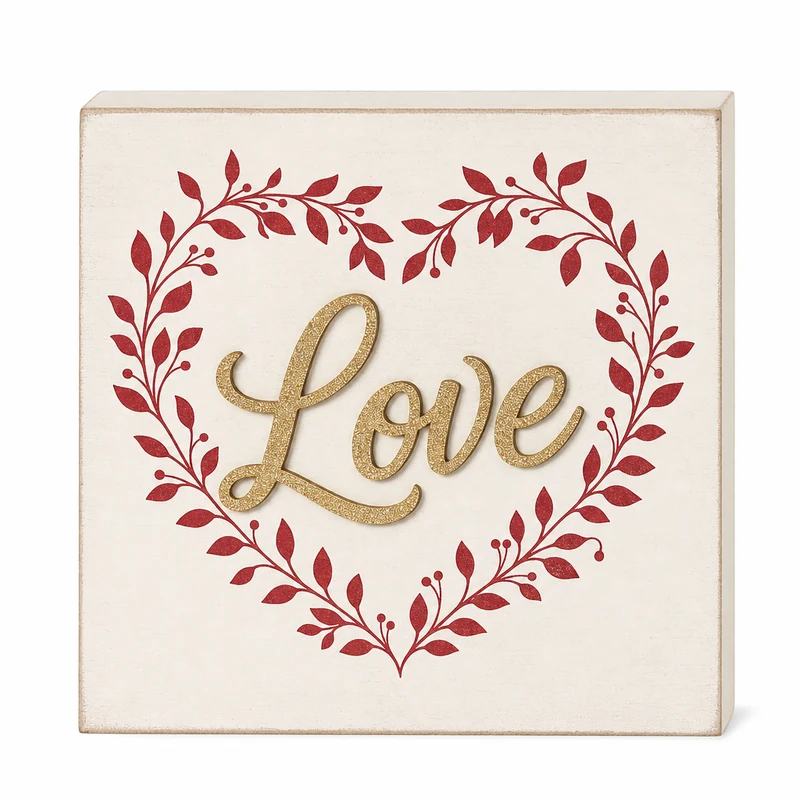 Love Wreath Wooden Tabletop Sign - KRA-VAL-20260003